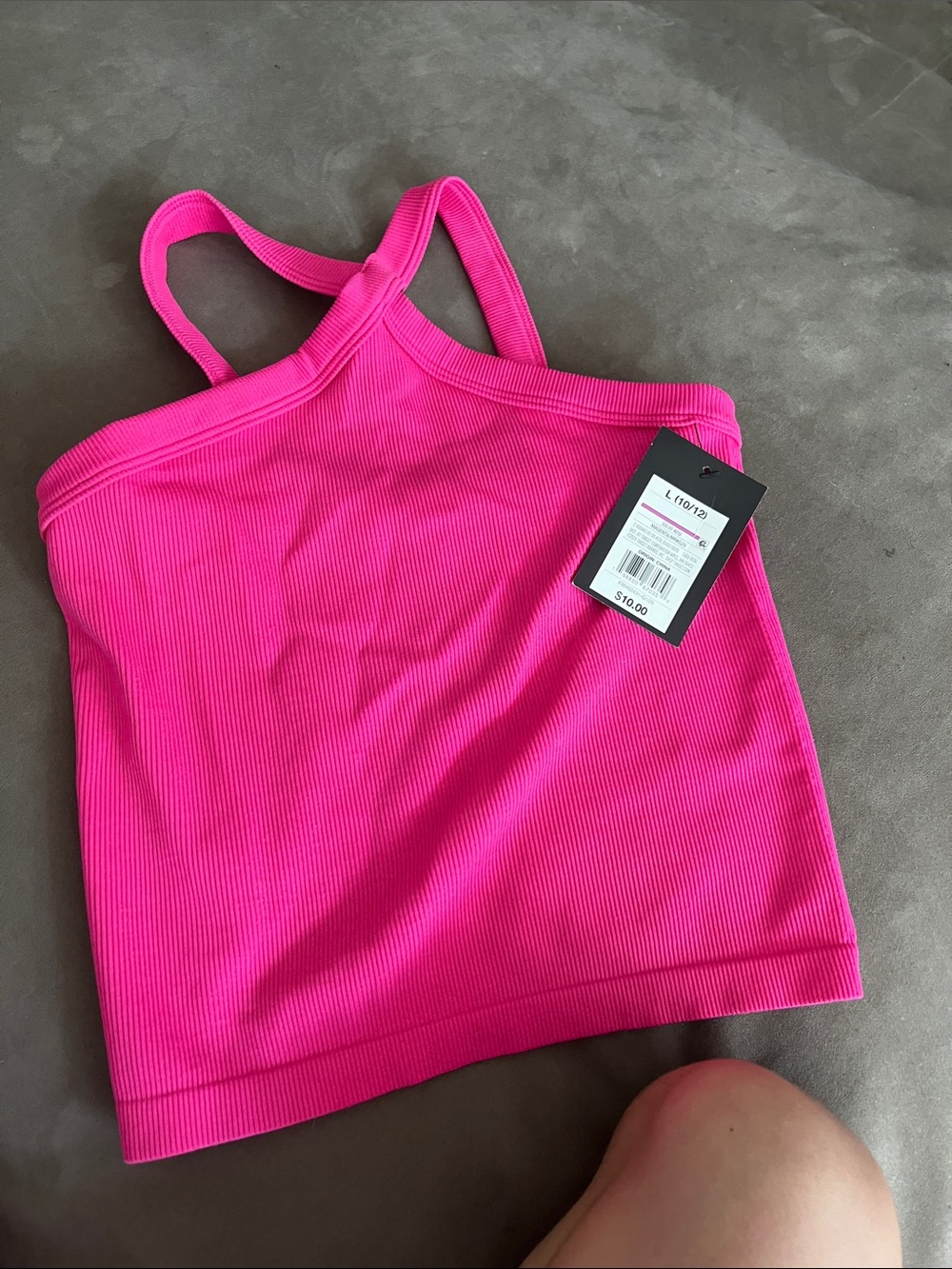Classic Hot Pink Ribbed Cropped Tank with Double Straps